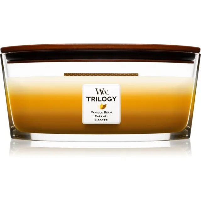 Woodwick Trilogy Café Sweets vonná svíčka s dřevěným knotem (hearthwick) 453.6 g