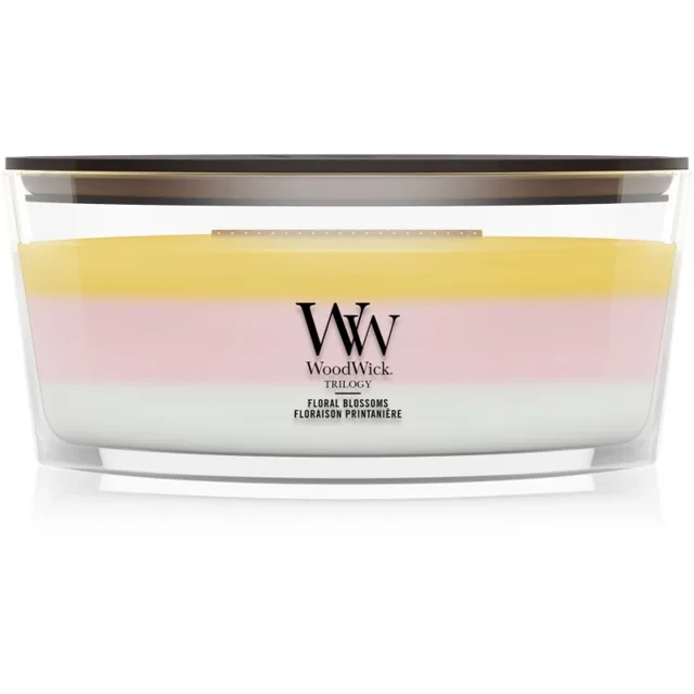 Woodwick Trilogy Floral Blossoms vonná svíčka s dřevěným knotem 453.6 g