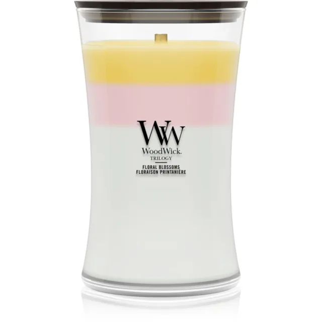 Woodwick Trilogy Floral Blossoms vonná svíčka s dřevěným knotem 610 g