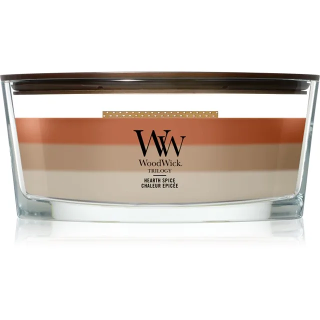 Woodwick Trilogy Hearth Spice vonná svíčka s dřevěným knotem 453.6 g