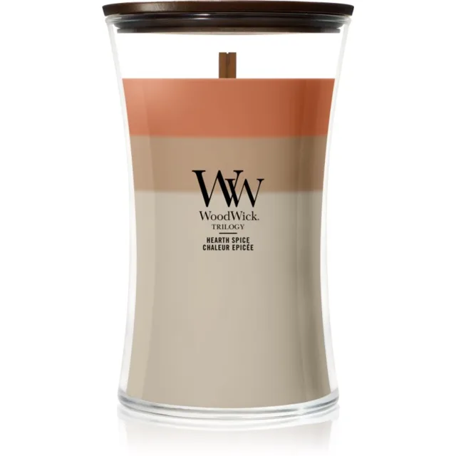 Woodwick Trilogy Hearth Spice vonná svíčka s dřevěným knotem 610 g