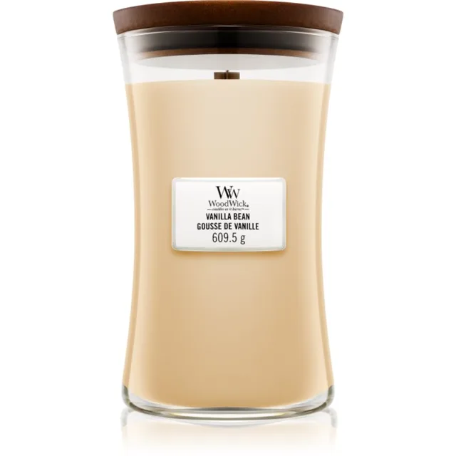 Woodwick Vanilla Bean vonná svíčka s dřevěným knotem 609.5 g