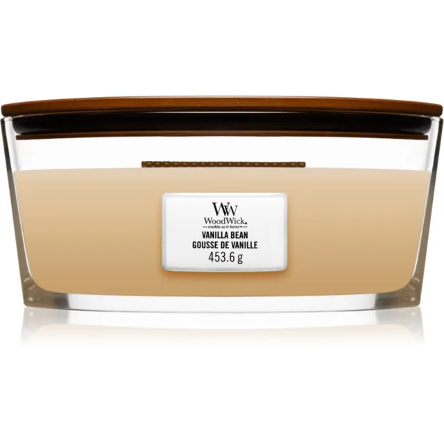 Woodwick Vanilla Bean vonná svíčka s dřevěným knotem (hearthwick) 453.6 g