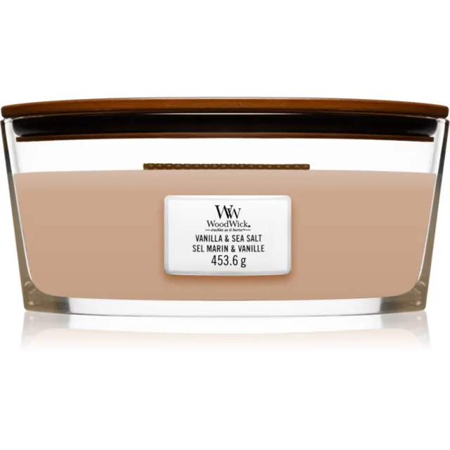 Woodwick Vanilla & Sea Salt vonná svíčka s dřevěným knotem (hearthwick) 453.6 g