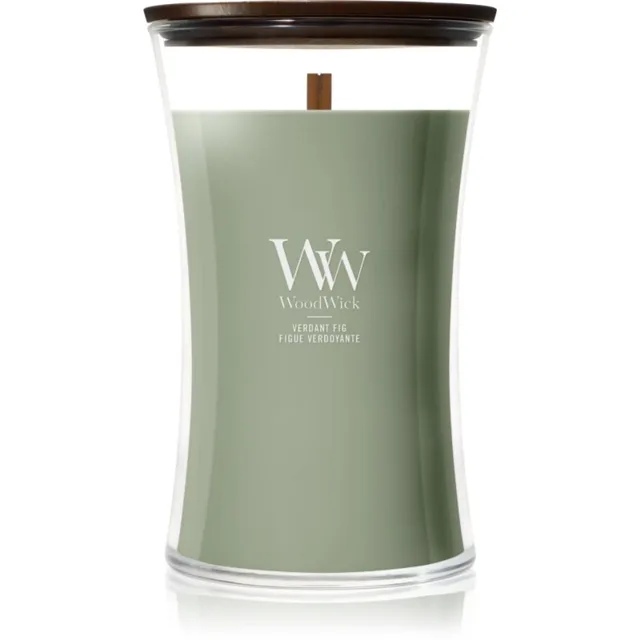 Woodwick Verdant Fig vonná svíčka s dřevěným knotem 610 g