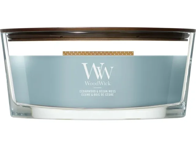 WoodWick Vonná svíčka loď Cedarwood & Ocean Moss 453,6 g