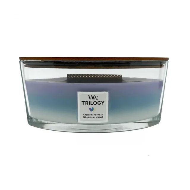 WoodWick Vonná svíčka loď Trilogy Calming Retreat 453,6 g