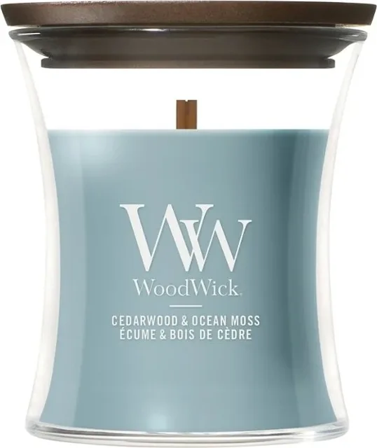 WoodWick Vonná svíčka váza malá Cedarwood & Ocean Moss 85 g