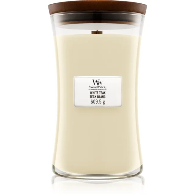 Woodwick White Teak vonná svíčka s dřevěným knotem 609.5 g