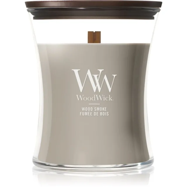 Woodwick Wood Smoke vonná svíčka s dřevěným knotem 275 g