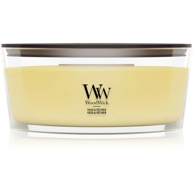 Woodwick Yuzu & Vetiver vonná svíčka s dřevěným knotem 453.6 g