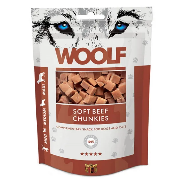 WOOLF Beef chunkies pochoutka pro psy a kočky 100 g