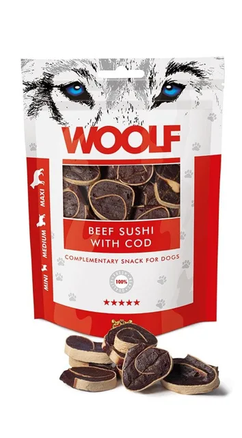 WOOLF Beef Sushi With Cod 100g sushi s hovězím masem a treskou