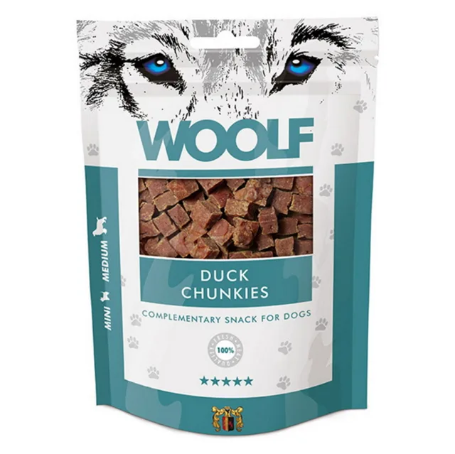 WOOLF Duck chunkies pochoutka pro psy 100 g