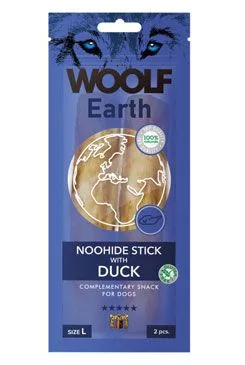Woolf pochoutka earth noohide L sticks with duck 85g