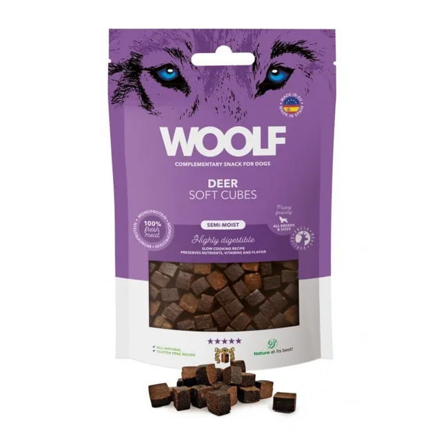 WOOLF Soft Cubes Deer Monoprotein 100g měkké kostky ze zvěřiny