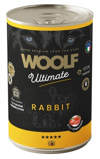 WOOLF Ultimate Adult Dog Rabbit and Tomatoes 400g vlhká strava s králíkem a rajčaty pro psy