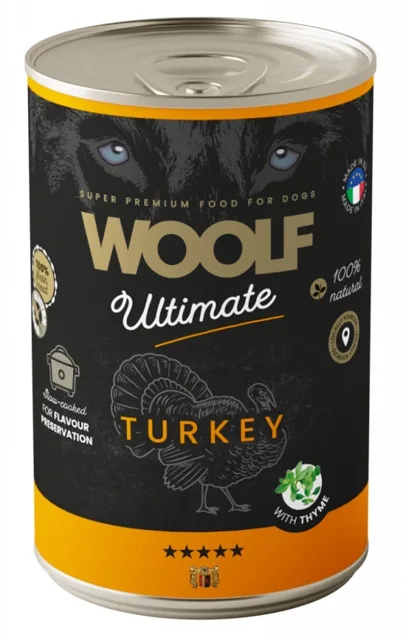 WOOLF Ultimate Adult Dog Turkey and Thyme 400g vlhká krmiva s krůtím masem a tymiánem pro psy