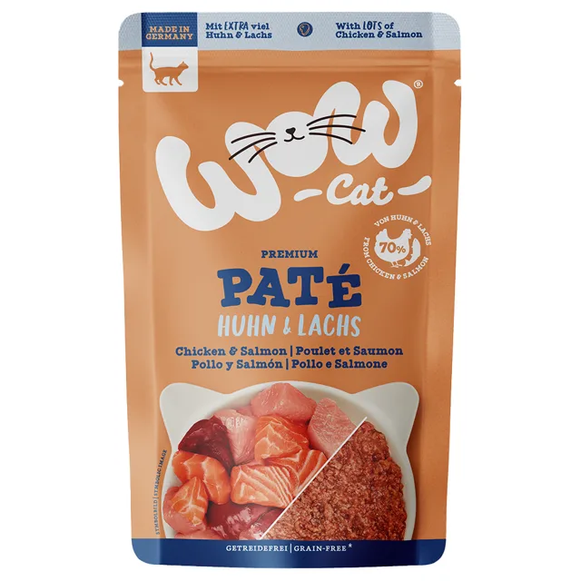 WOW Cat Adult 12 × 125 g - kuřecí a losos