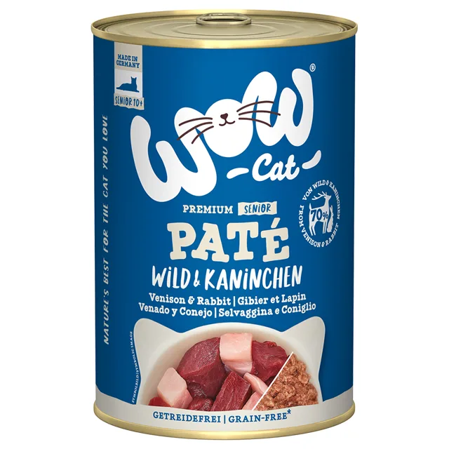 WOW Cat Senior 6 x 400 g - zvěřina a králík