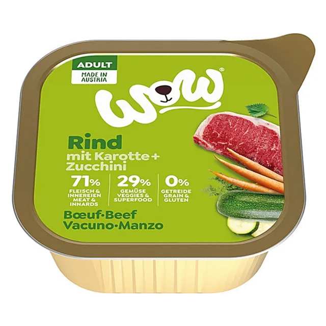 WOW Hovězí s karotkou adult paštika pro dospělé psy 150 g