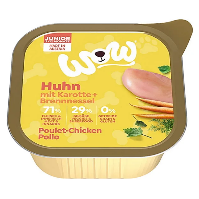 WOW Kuřecí s karotkou junior paštika pro štěňata a rostoucí psy 150 g