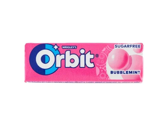 Wrigley's Orbit Bubblemint žvýkačka bez cukru s ovocnou a mátovou příchutí se sladidly 10 ks 14 g