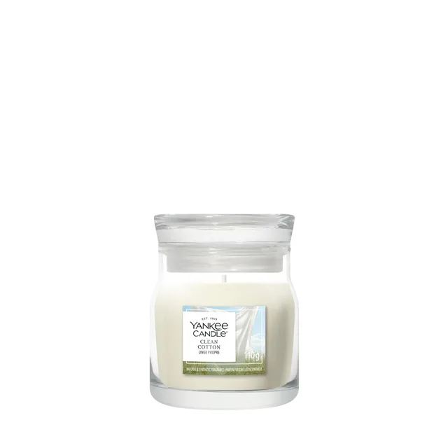 Yankee Candle Aromatická svíčka Signature sklo malé Clean Cotton 110 g