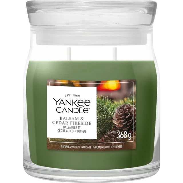 Yankee Candle Aromatická svíčka Signature sklo střední Balsam & Cedar Fireside 368 g