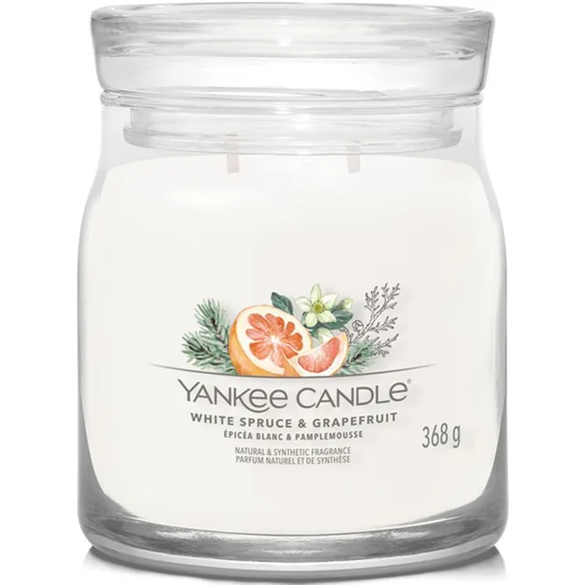 Yankee Candle Aromatická svíčka Signature sklo střední White Spruce & Grapefruit 368 g