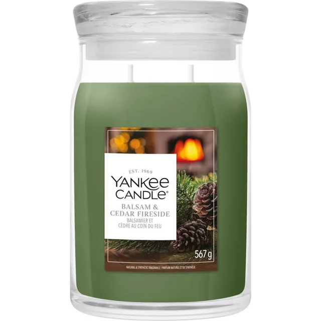 Yankee Candle Aromatická svíčka Signature sklo velké Balsam & Cedar Fireside 567 g
