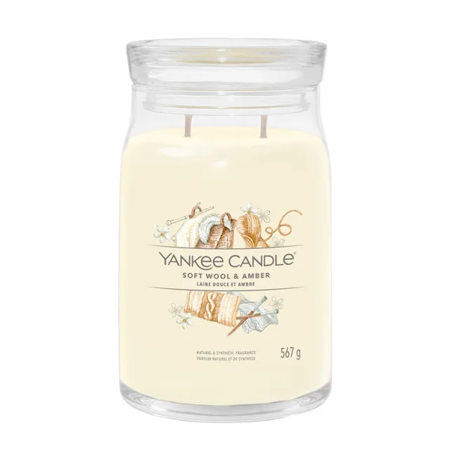 Yankee Candle Aromatická svíčka Signature sklo velké Soft Wool & Amber 567 g