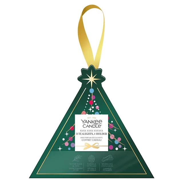 YANKEE CANDLE Vánoční dárková sada svícen + čajové svíčky 3 ks