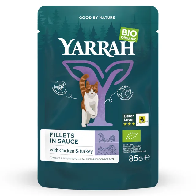 Yarrah Bio filety v omáčce 14 x 85 g - s bio krůtím