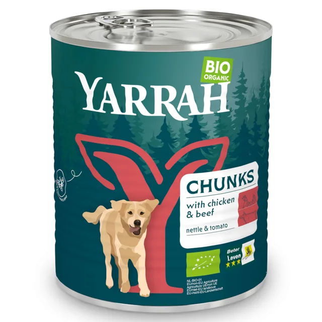 Yarrah Bio hovězí s bio kopřivou a bio rajčaty - 6 x 820 g