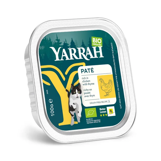 Yarrah BIO Paštika 16 x 100 g - Bio kuře a Bio tymián