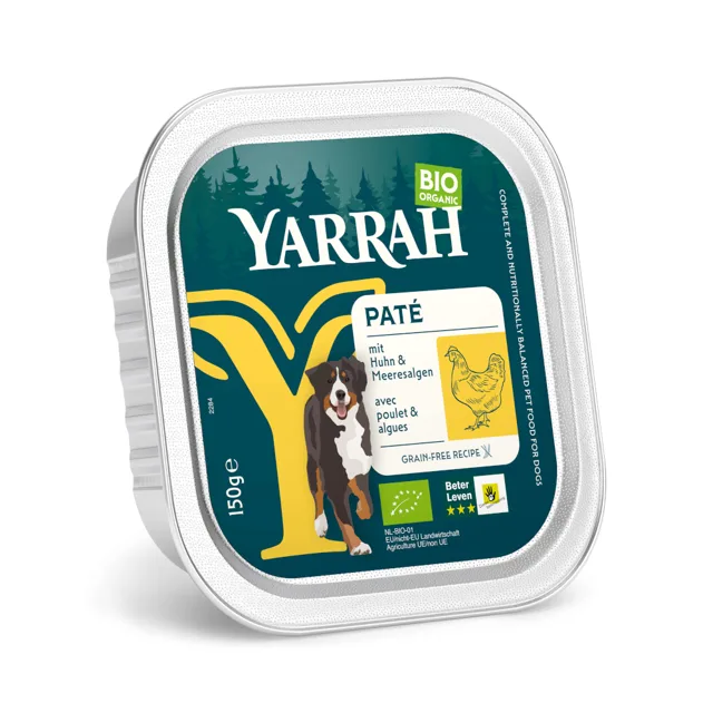 Yarrah Bio Paté 12 x 150 g - bio kuřecí a bio mořské řasy