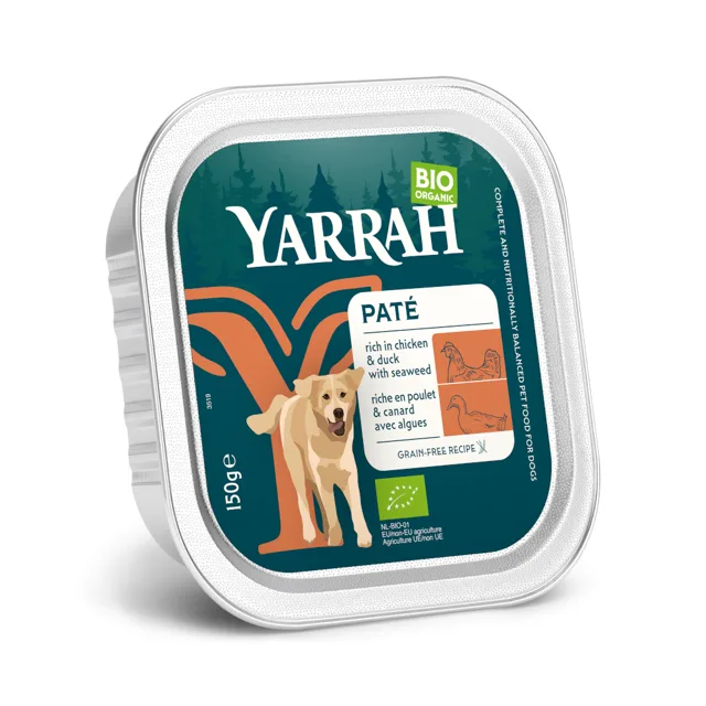 Yarrah Bio Paté 12 x 150 g - bio kuřecí s bio kachnou a bio mořskými řasami