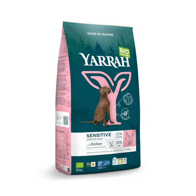 Yarrah Bio Sensitive s bio kuřecím masem a bio rýží - 2 x 2 kg
