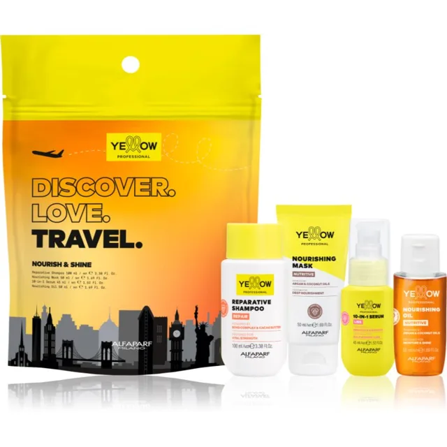 Yellow Professional Discover.Love.Travel. Shine Kit cestovní sada pro suché a oslabené vlasy