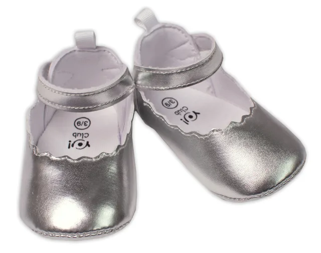 YO! Kojenecké capáčky, balerínky na suchý zip, stříbrné vel.  9-15 m