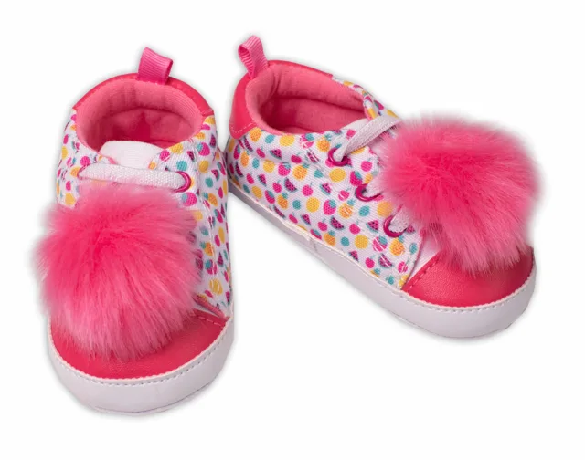 YO! Kojenecké capáčky, botičky Girl s chlupáčkovou bambulkou, růžové 9/15 m
