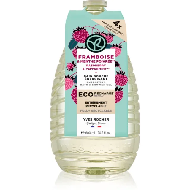 Yves Rocher Bain de Nature sprchový gel – náhradní náplň Raspberry & Peppermint 600 ml