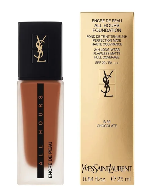 Yves Saint Laurent All Hours Encre de Peau Foundation, 25 ml, v odstínu B80 Chocolate