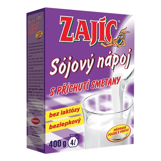 ZAJÍC Sójový nápoj s příchutí smetany v papírové krabičce 400 g