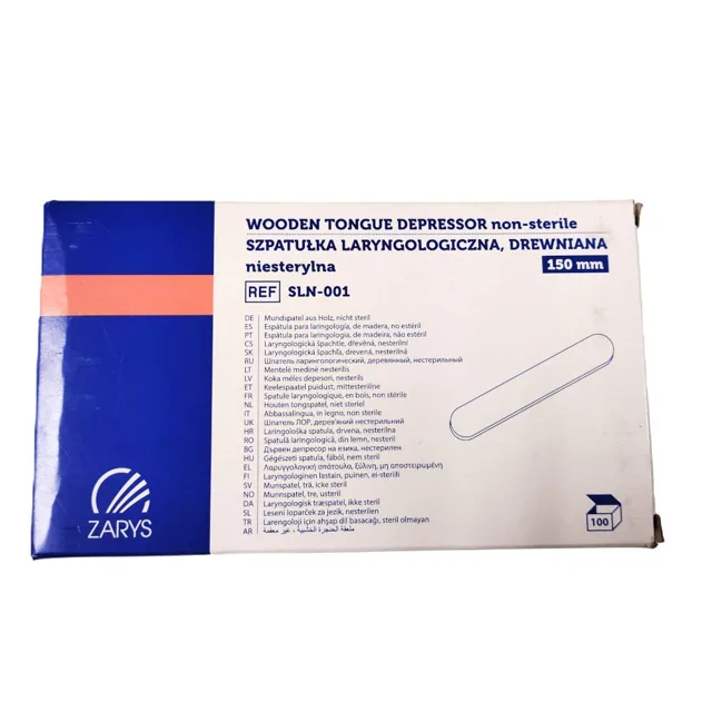 Zarys Laryngologická špachtle dřevěná nesterilní 150 mm 100 kusů