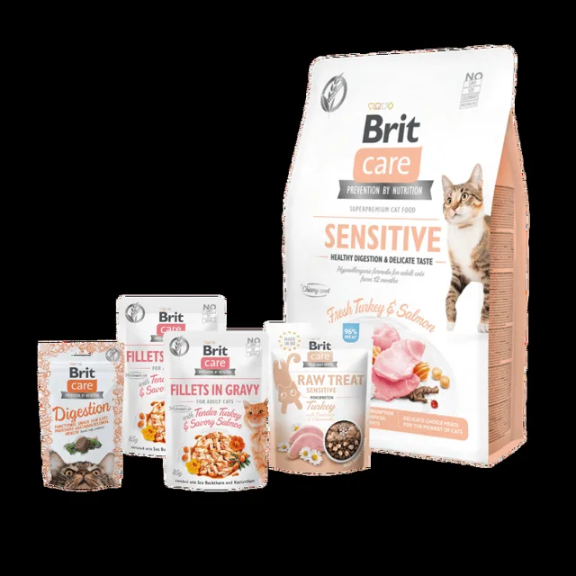 Zdravý balíček pro citlivé kočky - Brit Care Cat GF Sensitive Healthy Digestion & Delicate Taste