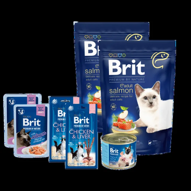 Zdravý balíček pro dospělé kočky - Brit Premium by Nature Cat Sterilized Salmon