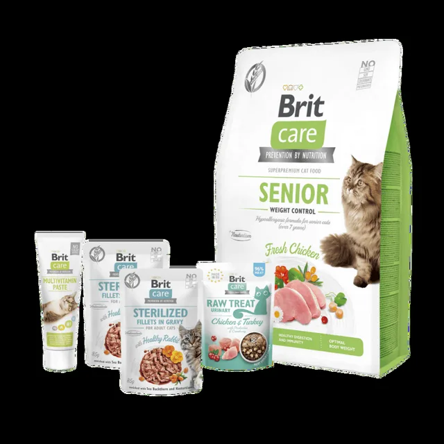 Zdravý balíček pro kočičí seniory - Brit Care Cat Grain-Free Senior Weight Control
