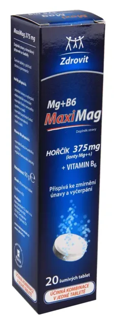 Zdrovit MaxiMag Hořčík 375 mg + B6 20 šumivých tablet